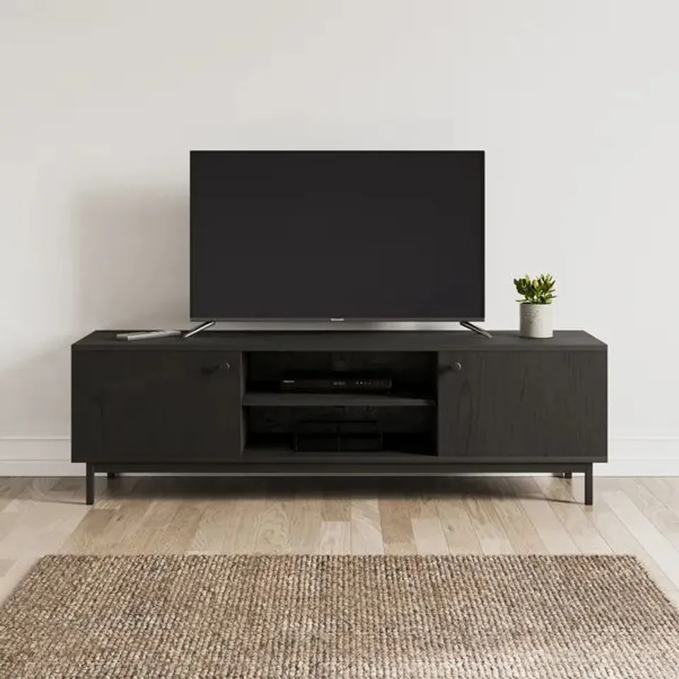 BOXED FULTON WIDE TV UNIT FOR TVS UP TO 67" - BLACK (1 BOX)