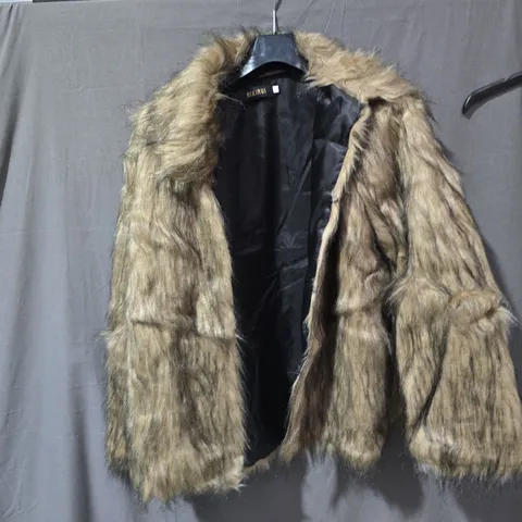 AIXIRUI WOMEN'S FUR COAT – BROWN FUR WITH BLACK LINING, UK SIZE L