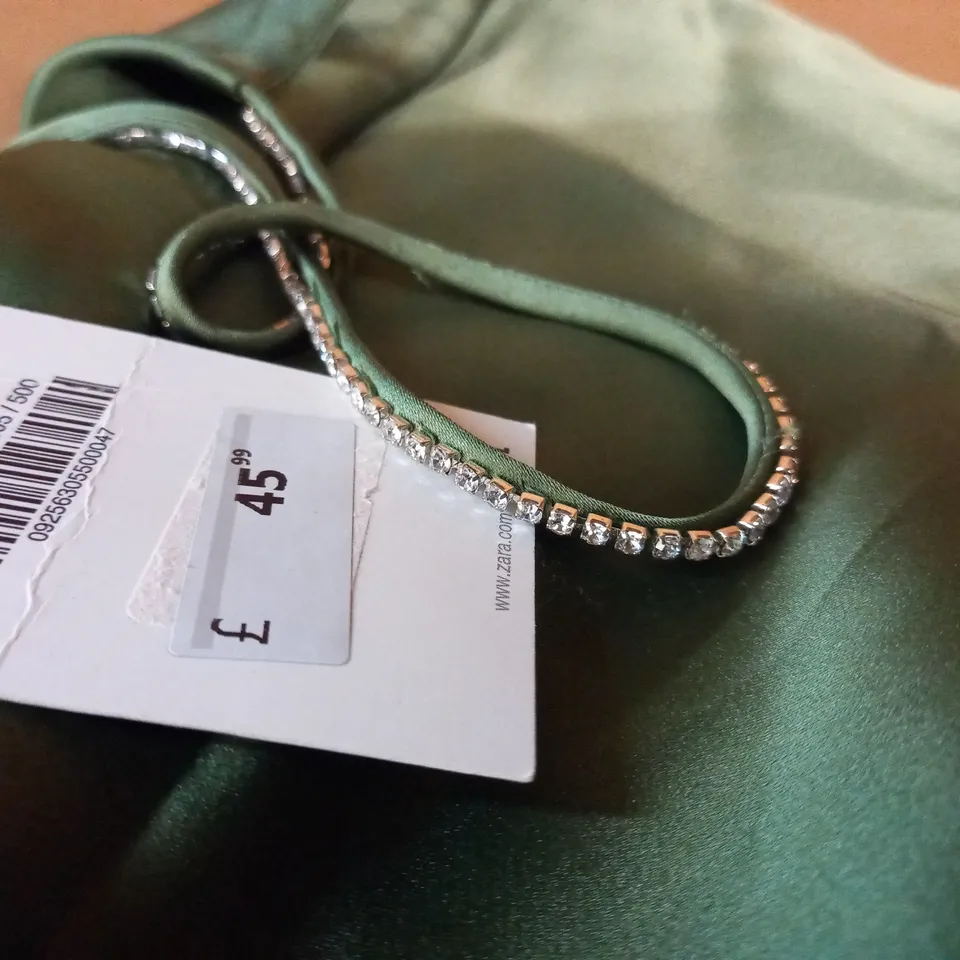 ZARA GREEN SATIN DRESS - UK L