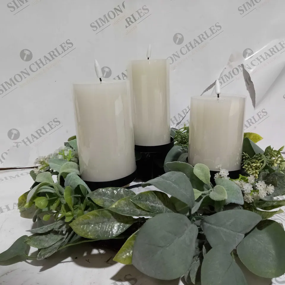 HOME REFLECTIONS 3 IN 1 FLAMELESS CANDLE WITH WREATH SET 