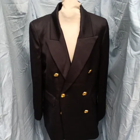 HOLLAND COOPER KENSINGTON DOUBLE BREASTED IN BLACK/NAVY TWILL - SIZE 14