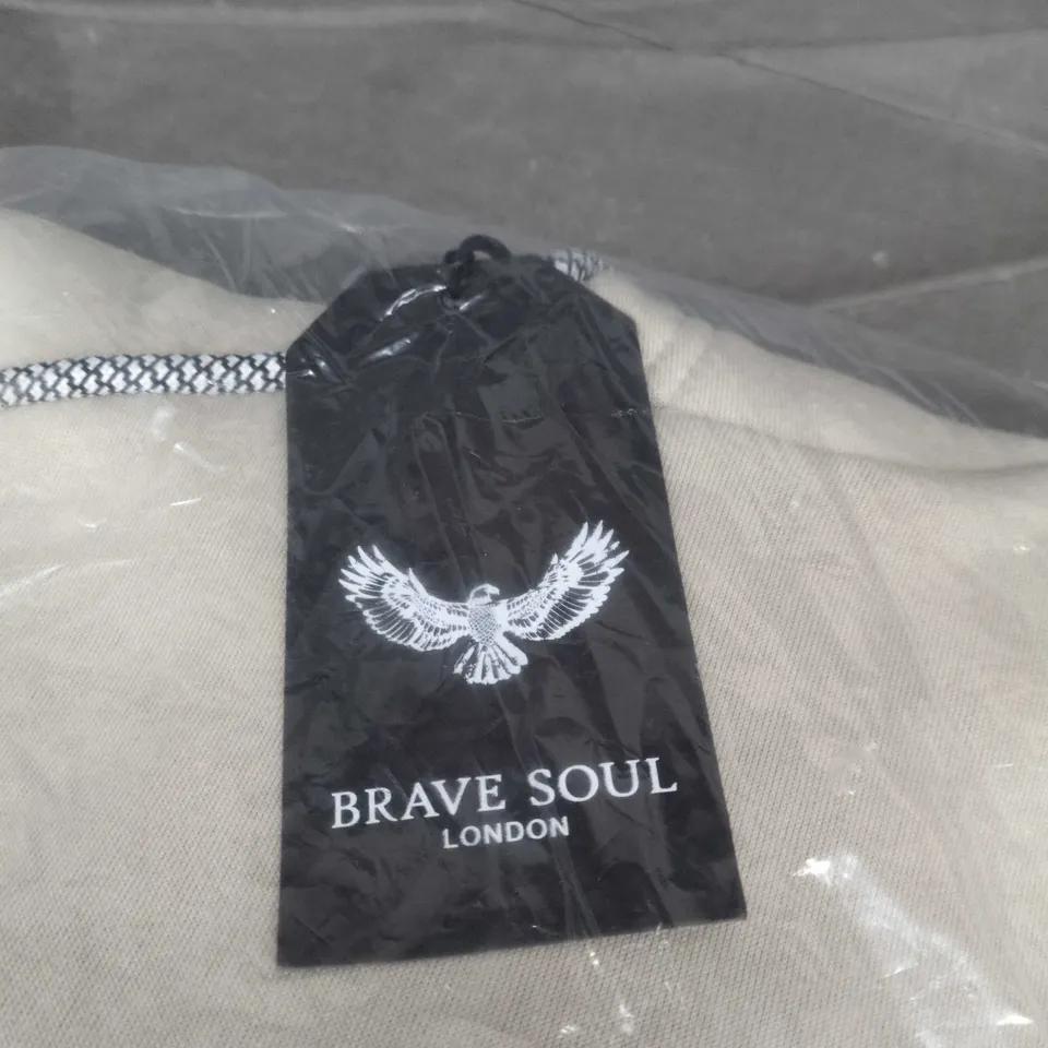 BRAVE SOUL LONDON HOODIE – LIGHT STONE, SIZE S