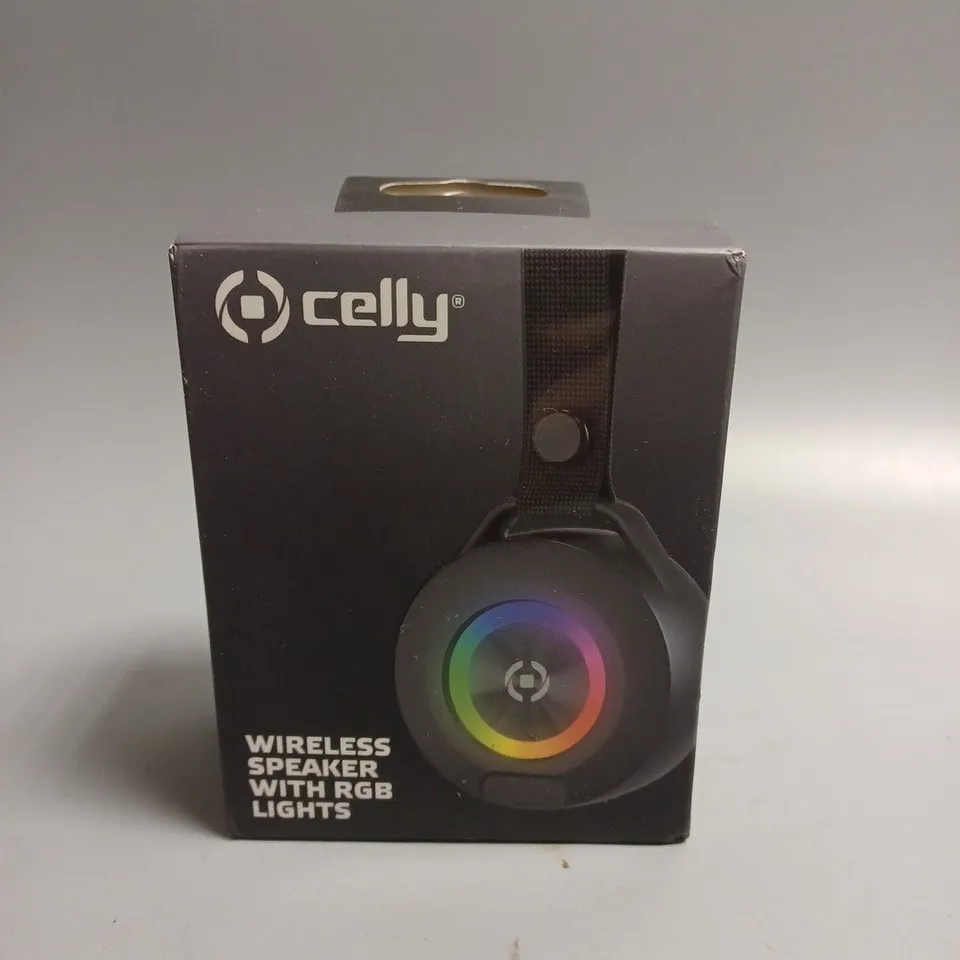 BOXED SEALED CELLY WIRELESS BLUETOOTH SPEAKER WITH RGB LIGHTS 