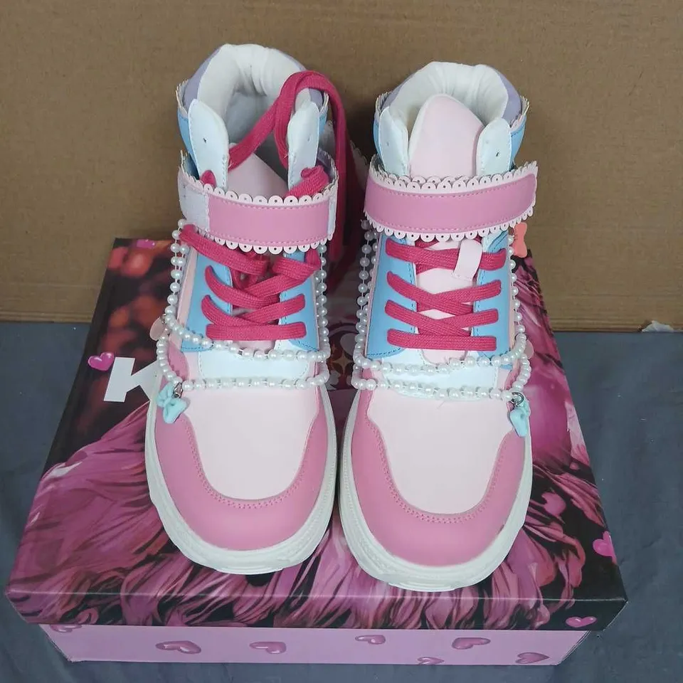 KOI SUGAR WISHES CHUNKY HI-TOP TRAINERS – PASTEL MULTI, UK 8 