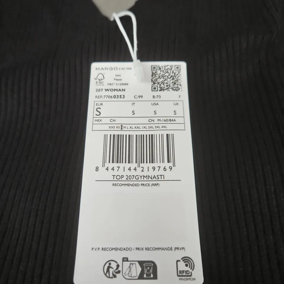 MANGO WOMEN’S RIBBED KNIT TANK TOP – BLACK, SIZE S