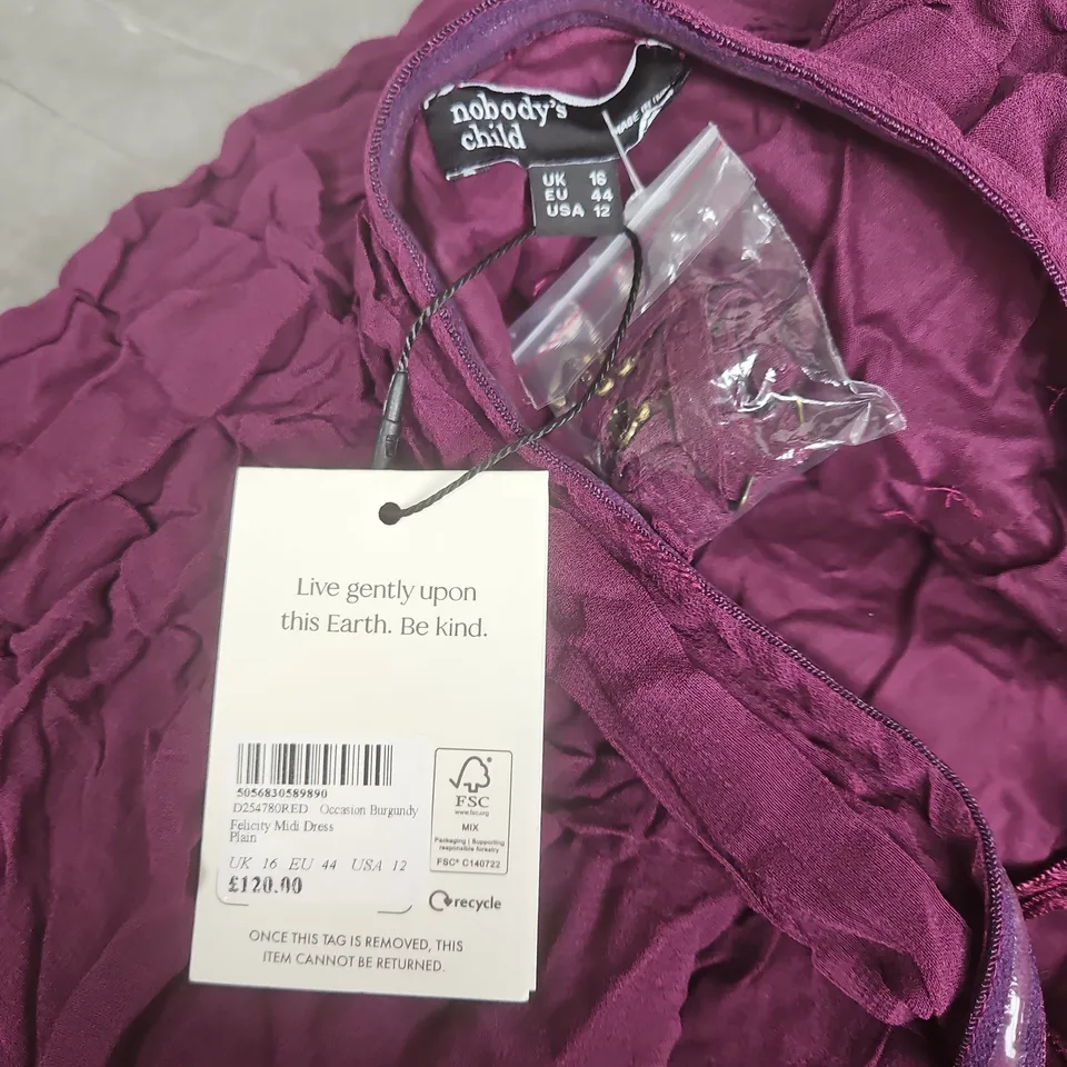 NOBODY'S CHILD FELICITY MIDI DRESS – PURPLE, UK 16 (EU 44, US 12)