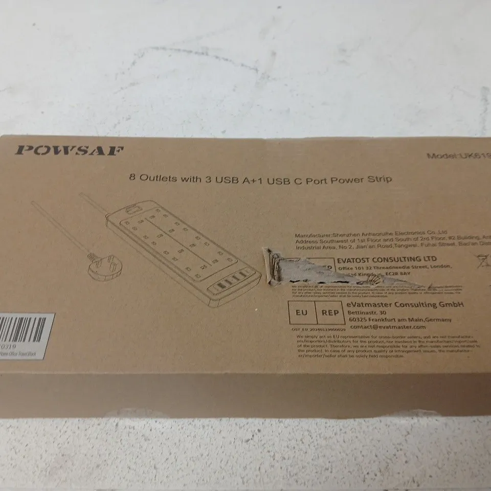 BOXED 8-OUTLET POWER STRIP WITH USB PORTS – MODEL UK118 (BOXED)