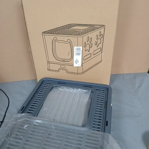 CAT LITTER BOX / CRATE MSP-13 – GREY/BLACK, 37 X 11.7 X 44 CM