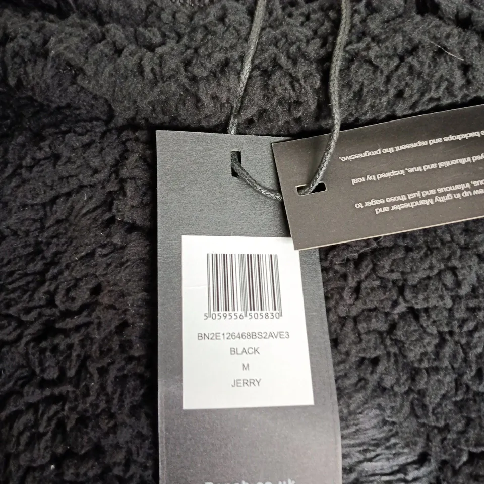 BENCH BLACK TEDDY-FLEECE HOODIE, SIZE M