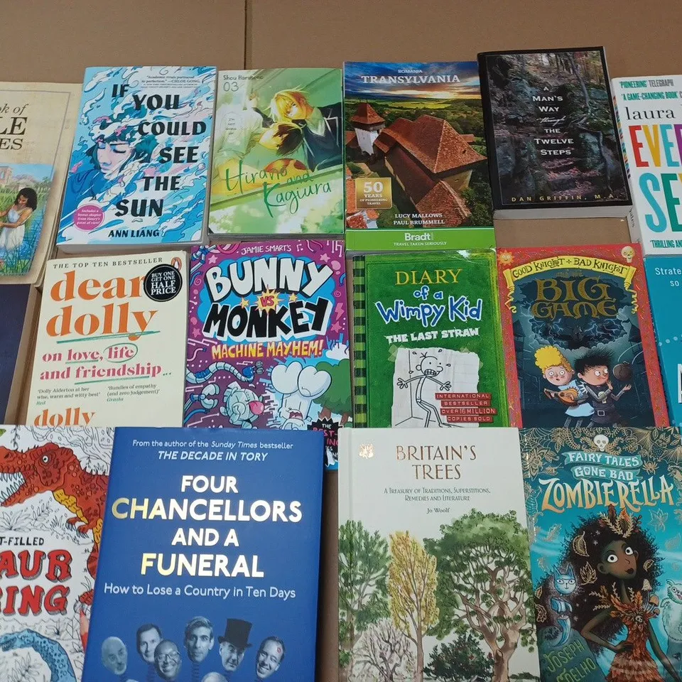 LARGE QUANTITY OF ASSORTED BOOKS TO INCLUDE EVERYDAY SEXISM, QUEEN OF STORMS BY RAYMOND DEIST AND MULTIPLE RELIGIOUS AND MALCOLM THE WEAVER BOOKS