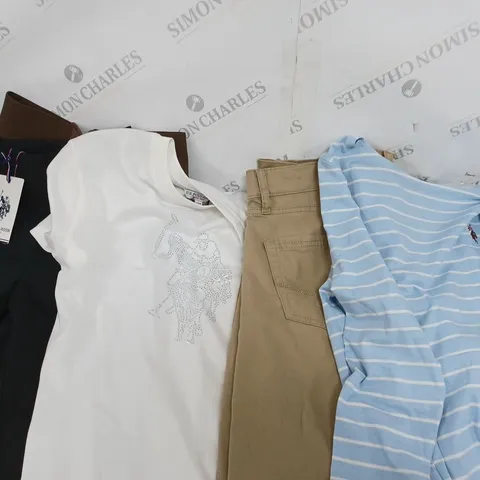 BOX OF APPROXIMATELY 15 ASSORTED U.S. POLO ASSN CLOTHING PRODUCTS IN VARIOUS STYLES AND SIZES