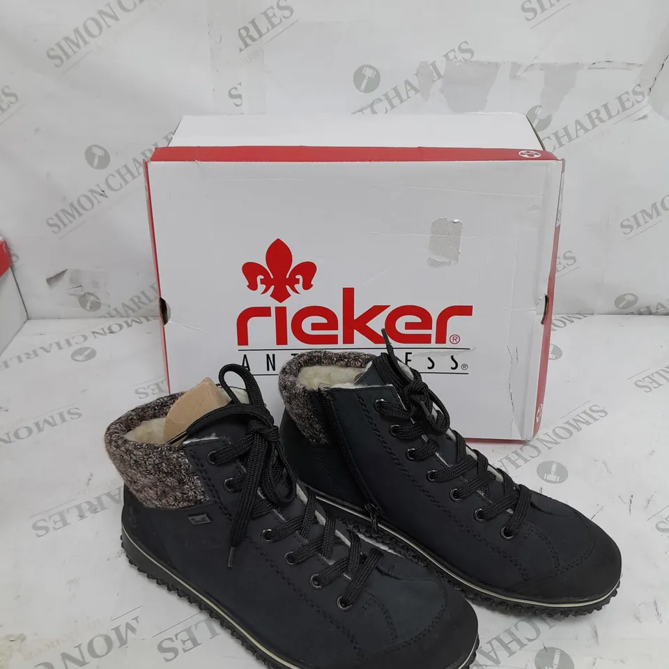 BOXED RIEKER WATER RESISTANT BOOT BLACK SIZE 6