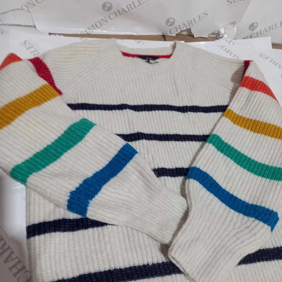 KNITTED JOULES CREAM STRIPEY JUMPER SIZE 10