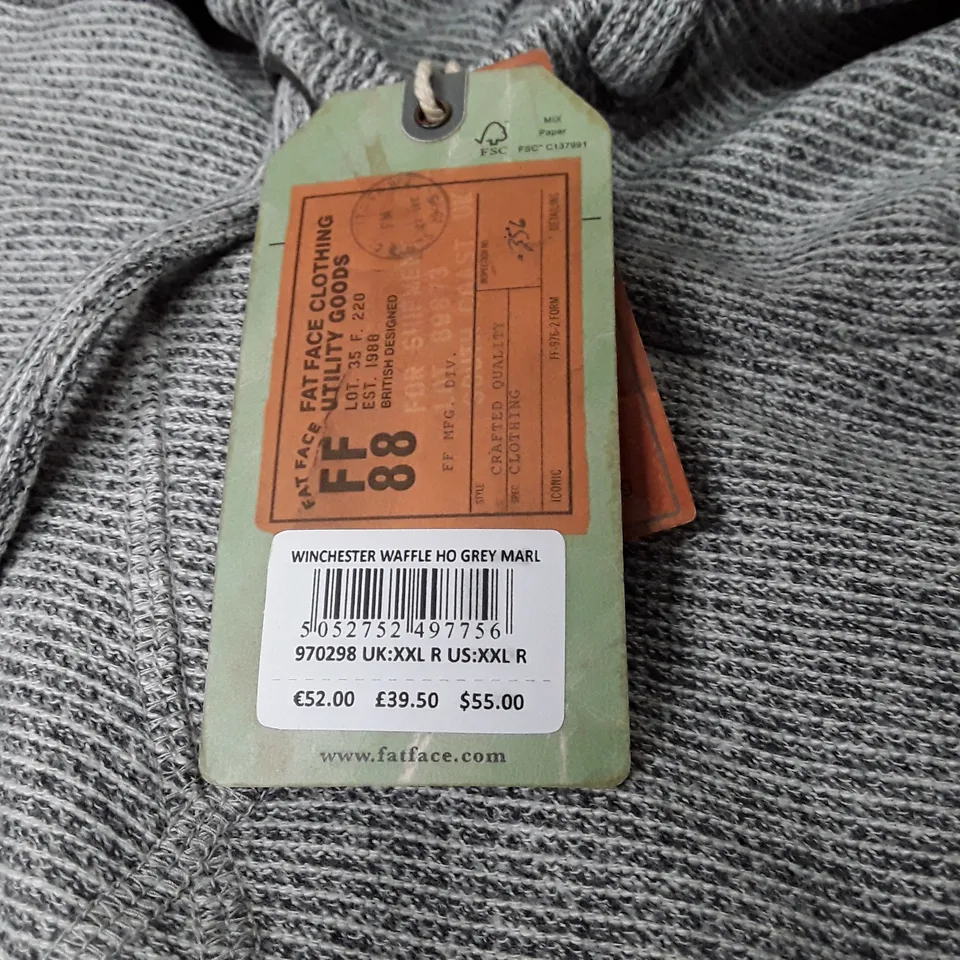 FAT FACE WINCHESTER WAFFLE HOODIE IN GREY MARL - UK XXL R