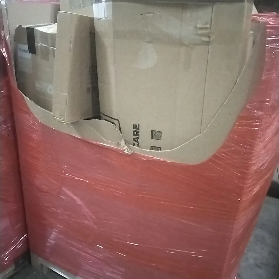 PALLET OF ASSORTED HOUSEHOLD GOODS AND PRODUCTS TO INCLUDE; PHILLIPS AIR FRYER, MATTRESS, BOXED FURNITURE ETC