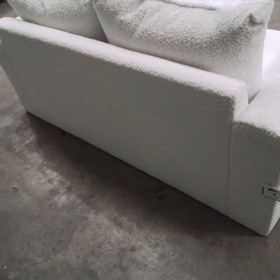 QUALITY DESIGNER FLEECE FEEL FABRIC UPHOLSTERED WHITE 2 SEATER SOFA
