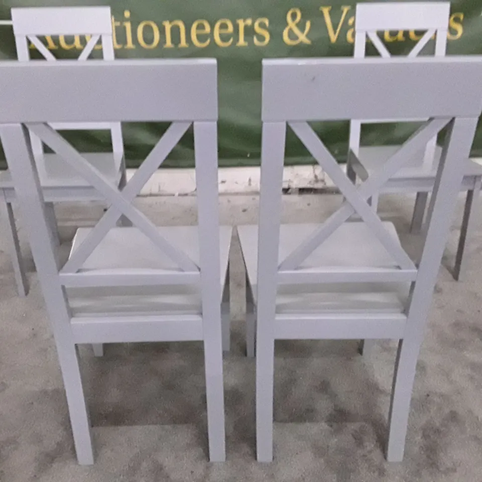 SET OF 4 KENDAL PAINTED GREY DINING CHAIRS
