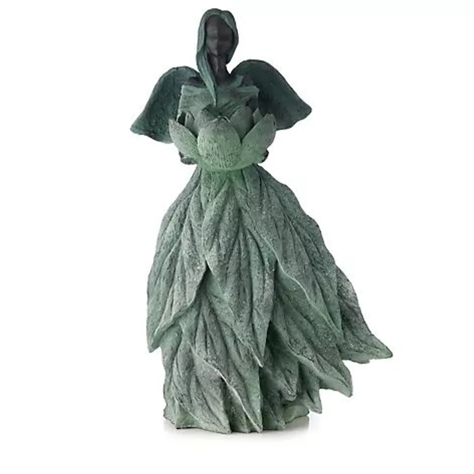 GARDEN REFLECTIONS LEAF ANGEL WITH LED FLOWER