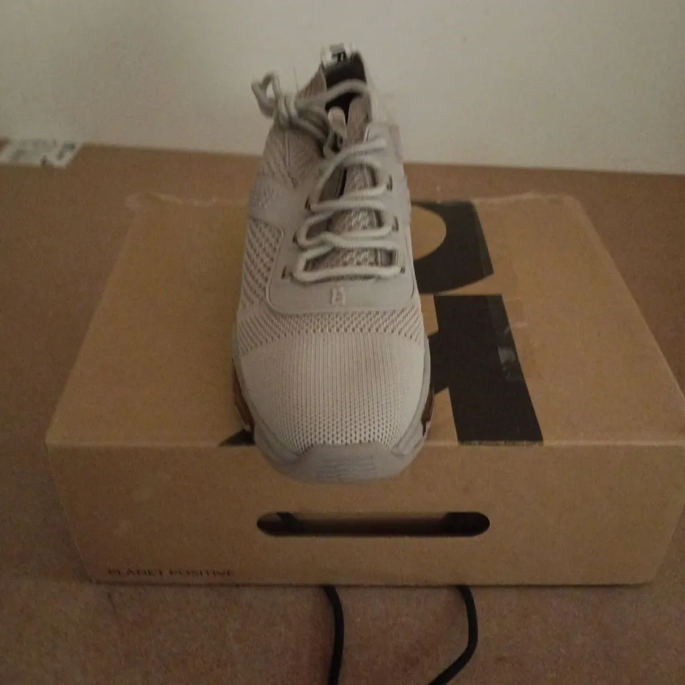 BOXED PAIR OF KURT GEIGER FABRIC SNEAKERS IN TAUPE - SIZE 41
