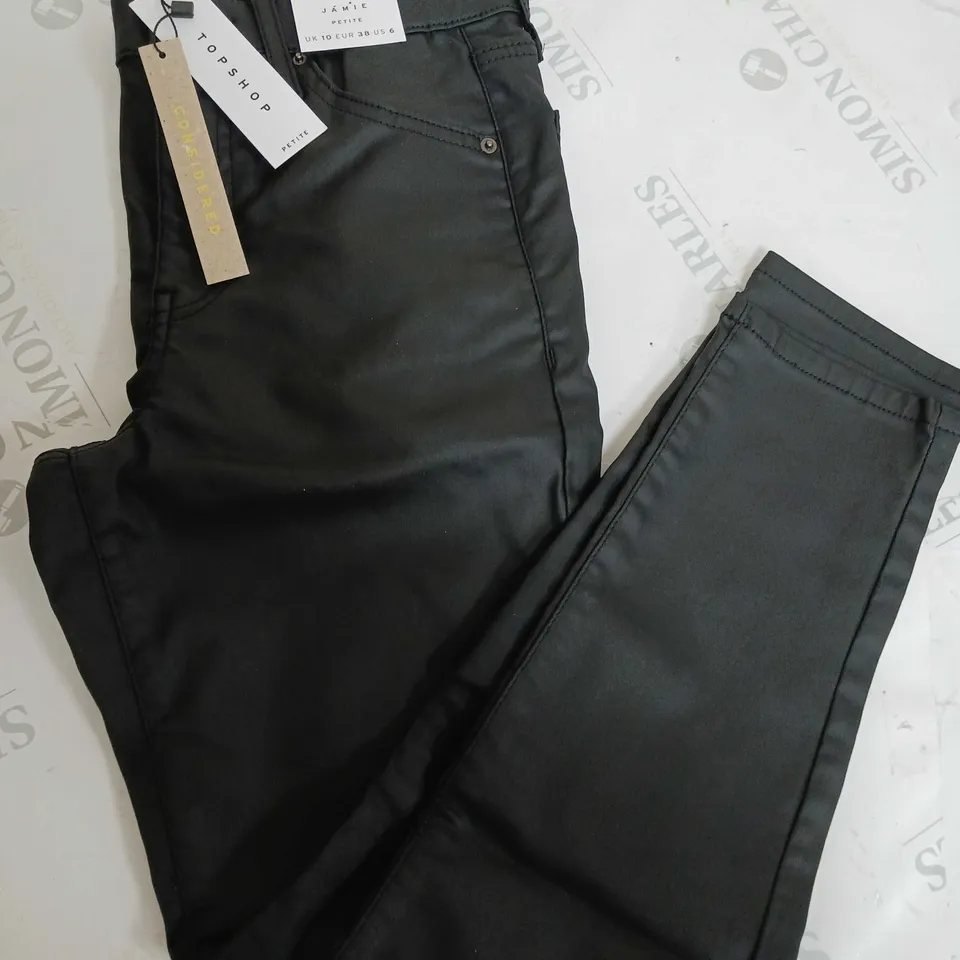 TOPAHOP BLACK LEATHER PANTS - SIZE UK 10