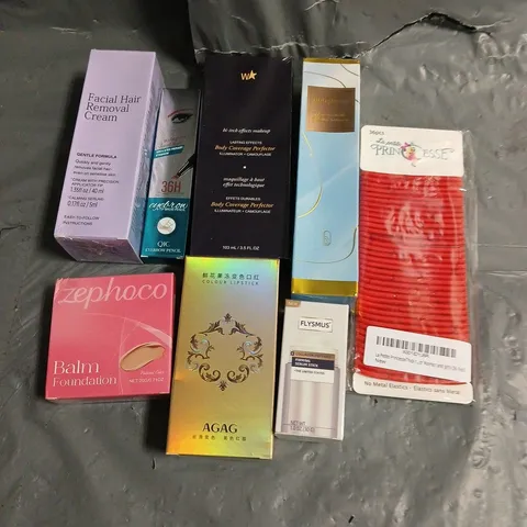 APPROXIMATELY 20 ASSORTED HEALTH & BEAUTY PRODUCTS TO INCLUDE BALM FOUNDATION, HAIR TIES, FACAIL HAIR REMOVAL CREAM, ETC