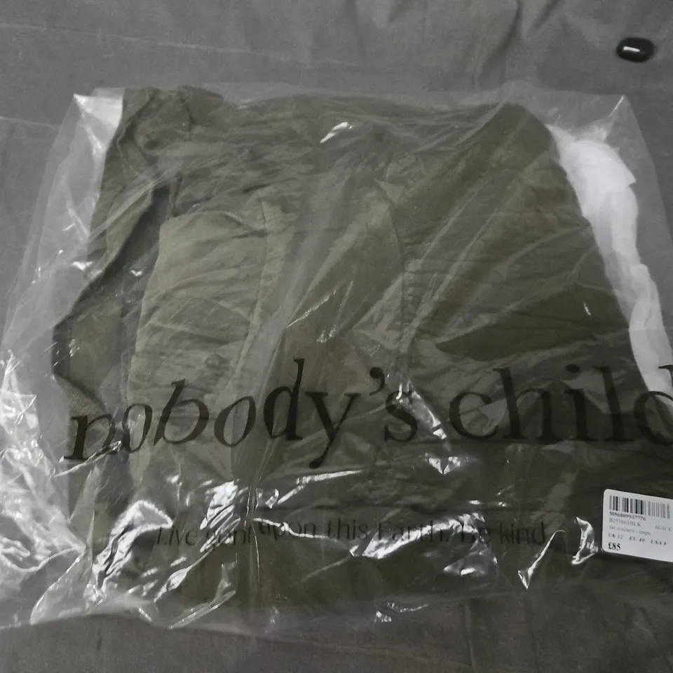 BAGGED NOBODY'S CHILD CORD GREEN PETITE LONG-SLEEVE MINI DRESS – UK 12 (EU 40)