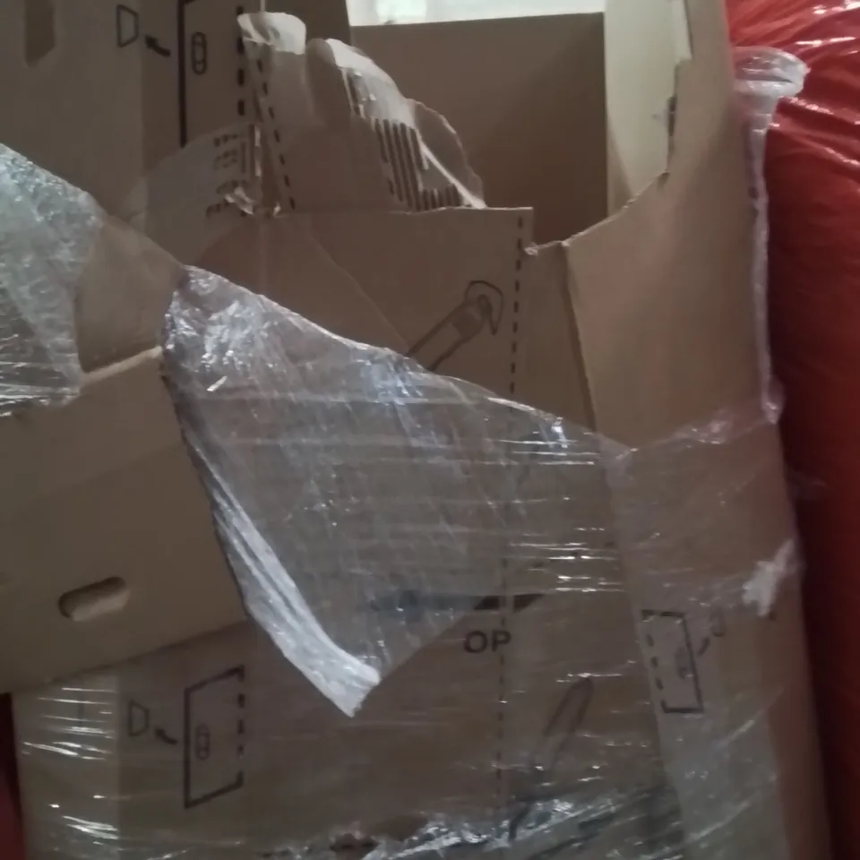PALLET OF ASSORTED HOUSEHOLD GOODS AND PRODUCTS TO INCLUDE;BACKPACK,BEDSIDE TABLE