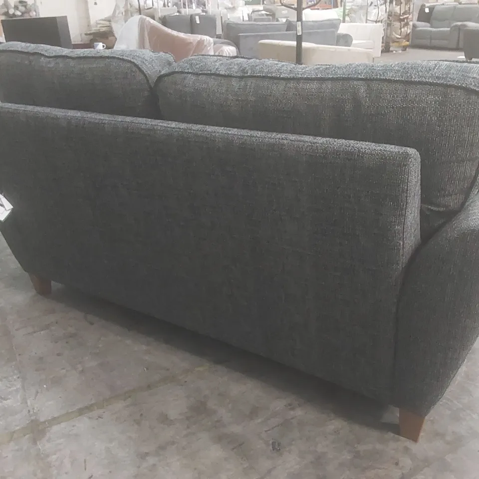 DESIGNER HALSTOW 2 SEATER HIGH BACK FABRIC UPHOLSTERED SOFA - CHARCOAL 