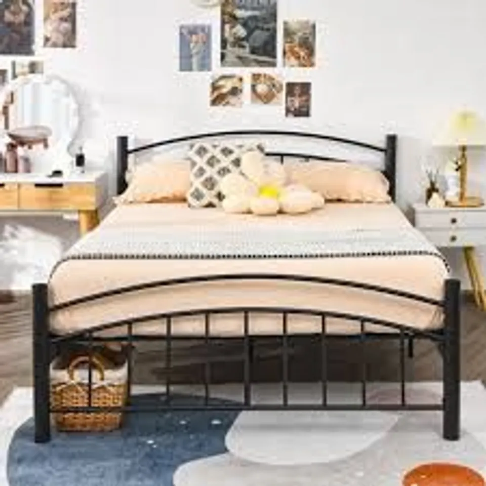 BOXED COSTWAY SIZE METAL BED FRAME HEADBOARD FOOTBOARD PLATFORM