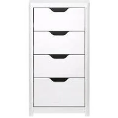 BOXED ASPEN SLIM 4 DRAWER CHEST IN WHITE/OAK - COLLECTION ONLY