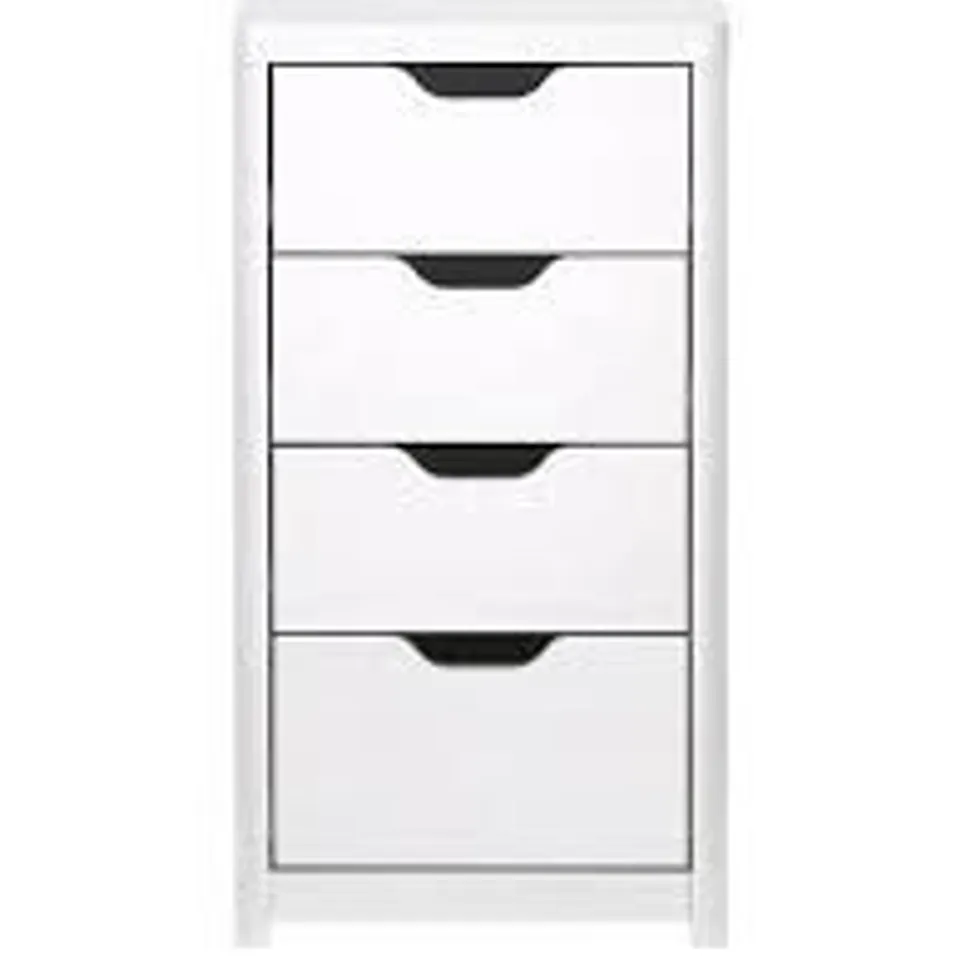 BOXED ASPEN SLIM 4 DRAWER CHEST IN WHITE/OAK - COLLECTION ONLY