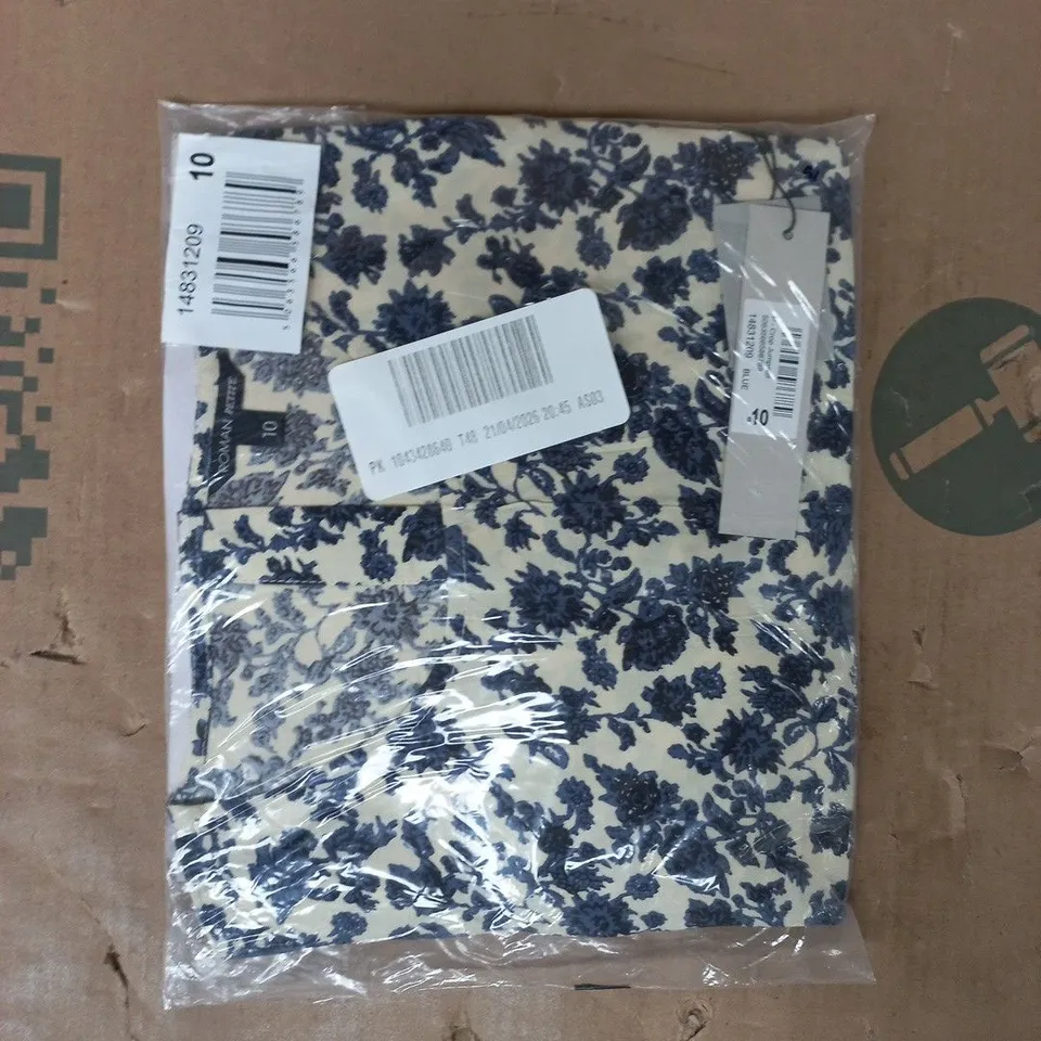 BAGGED ROMAN PETITE P-CROP JUMPSUIT IN NAVY/CREAM SIZE 10