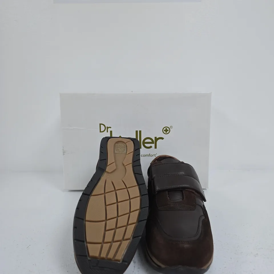 DR KELLER MEN'S BROWN LEATHER SHOES WITH VELCRO STRAPS SIZE UK 7