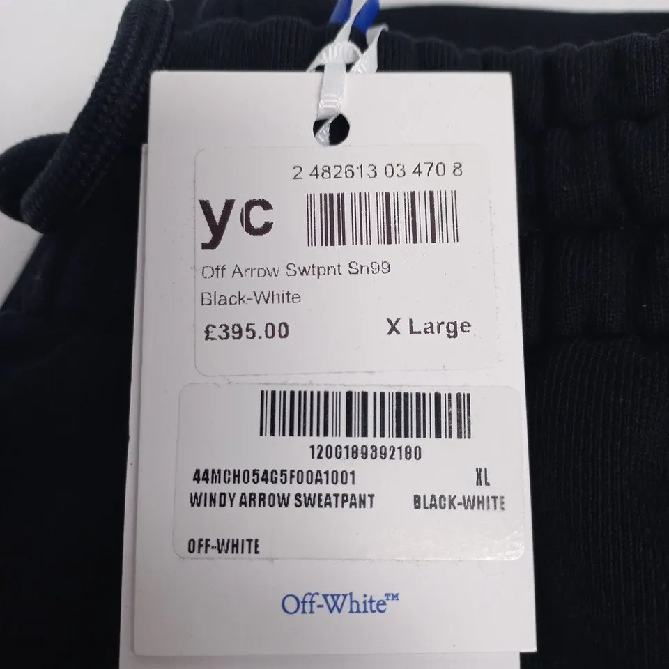 OFF-WHITE WINDY ARROW SWEATPANT – BLACK/WHITE, SIZE XL