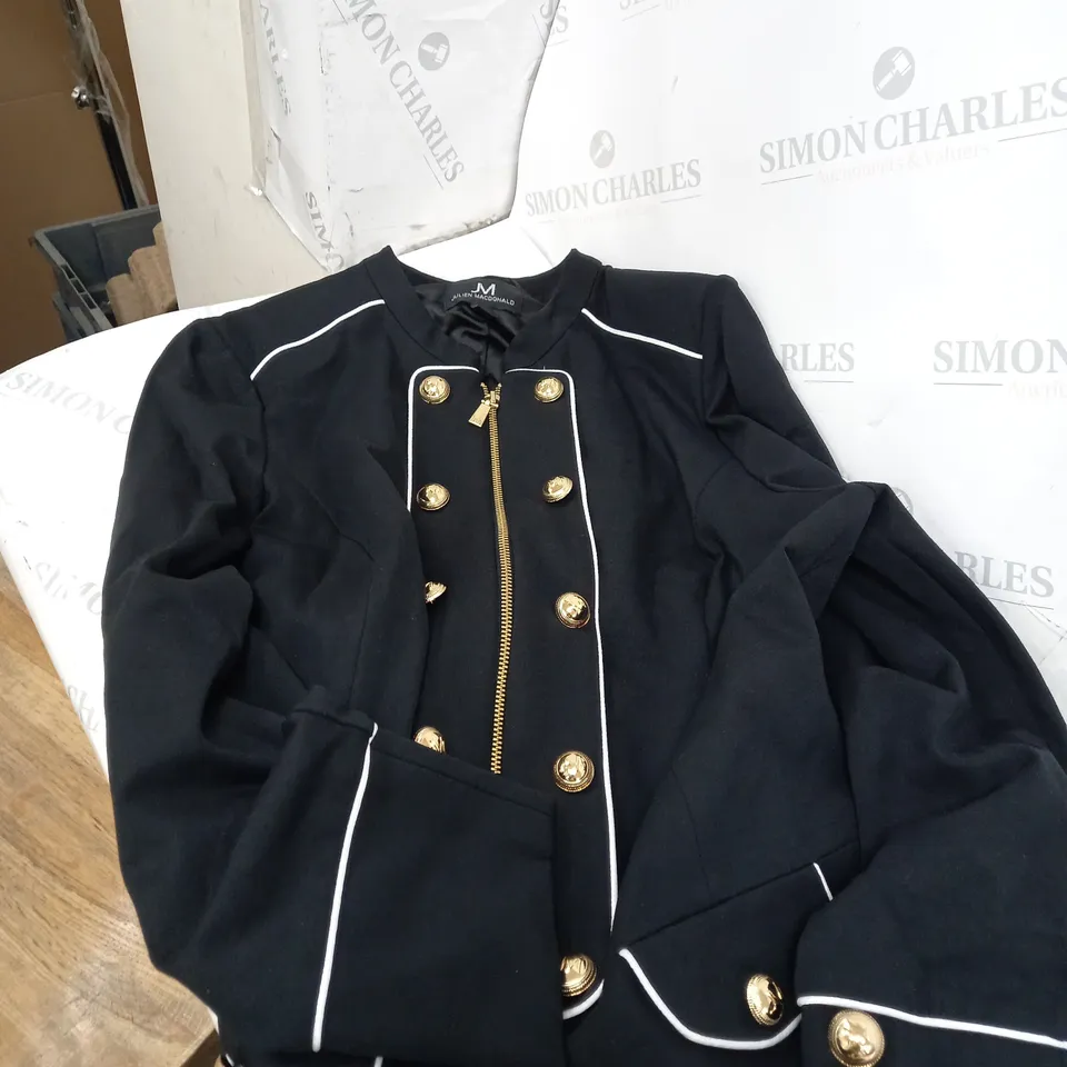 BLACK JULIEN MACDONALD CASUAL JACKET WITH GOLD STYLE BUTTONS SIZE 16