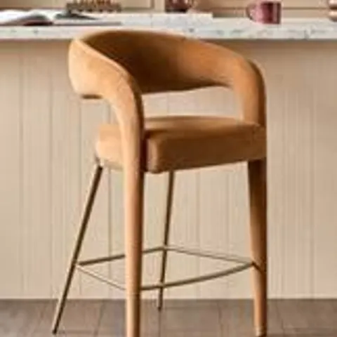 BOXED DANETTI RHETT CARAMEL PLUSH FABRIC BAR STOOL