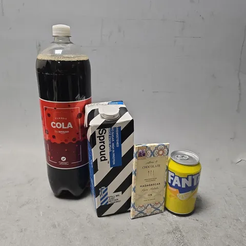 APPROXIMATELY 8 ASSORTED FOOD & DRINK ITEMS TO INCLUDE - AMAZON COLA , FANTA LEMON , SPROUD ETC