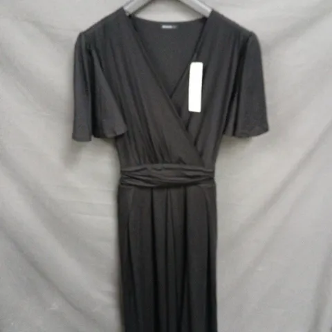 ROMAN BLACK WRAP MAXI DRESS, UK SIZE 12