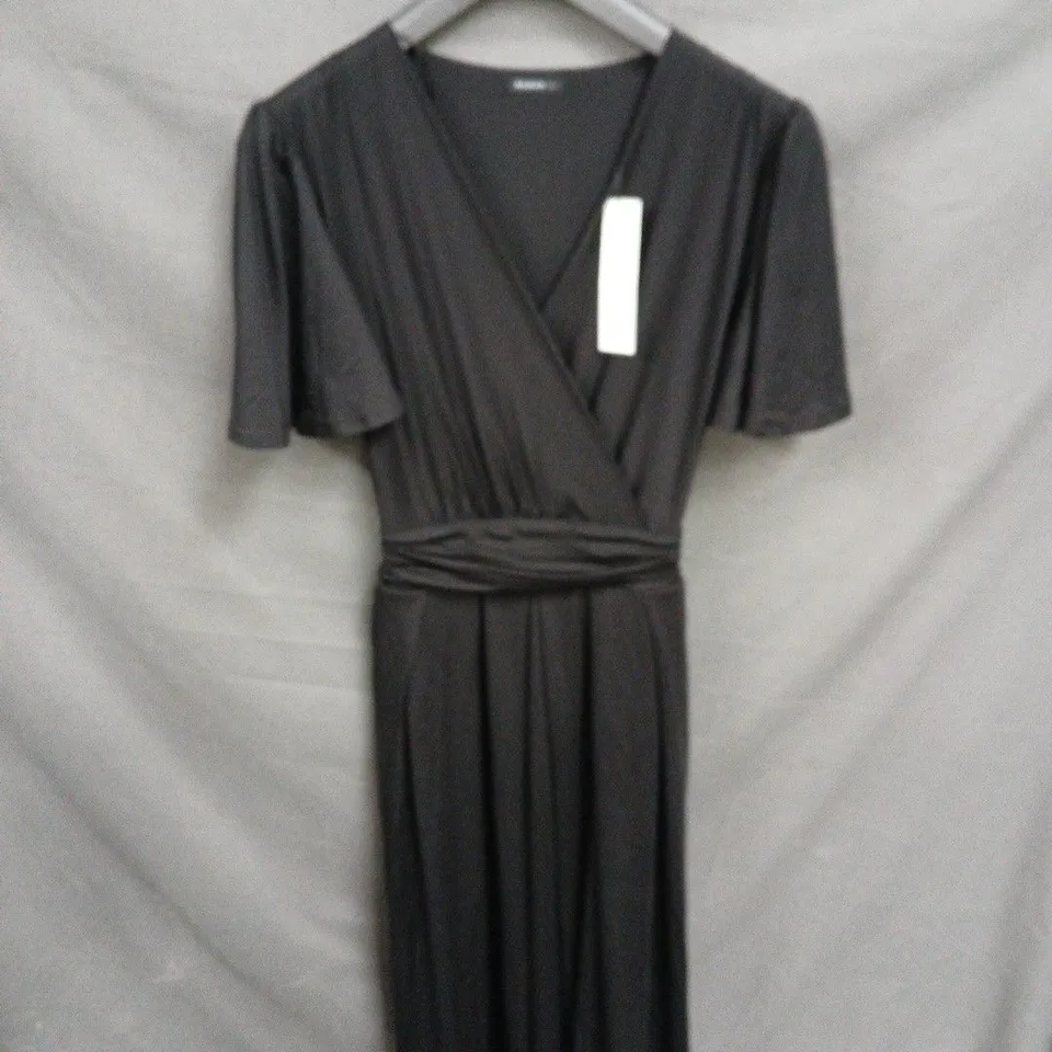ROMAN BLACK WRAP MAXI DRESS, UK SIZE 12