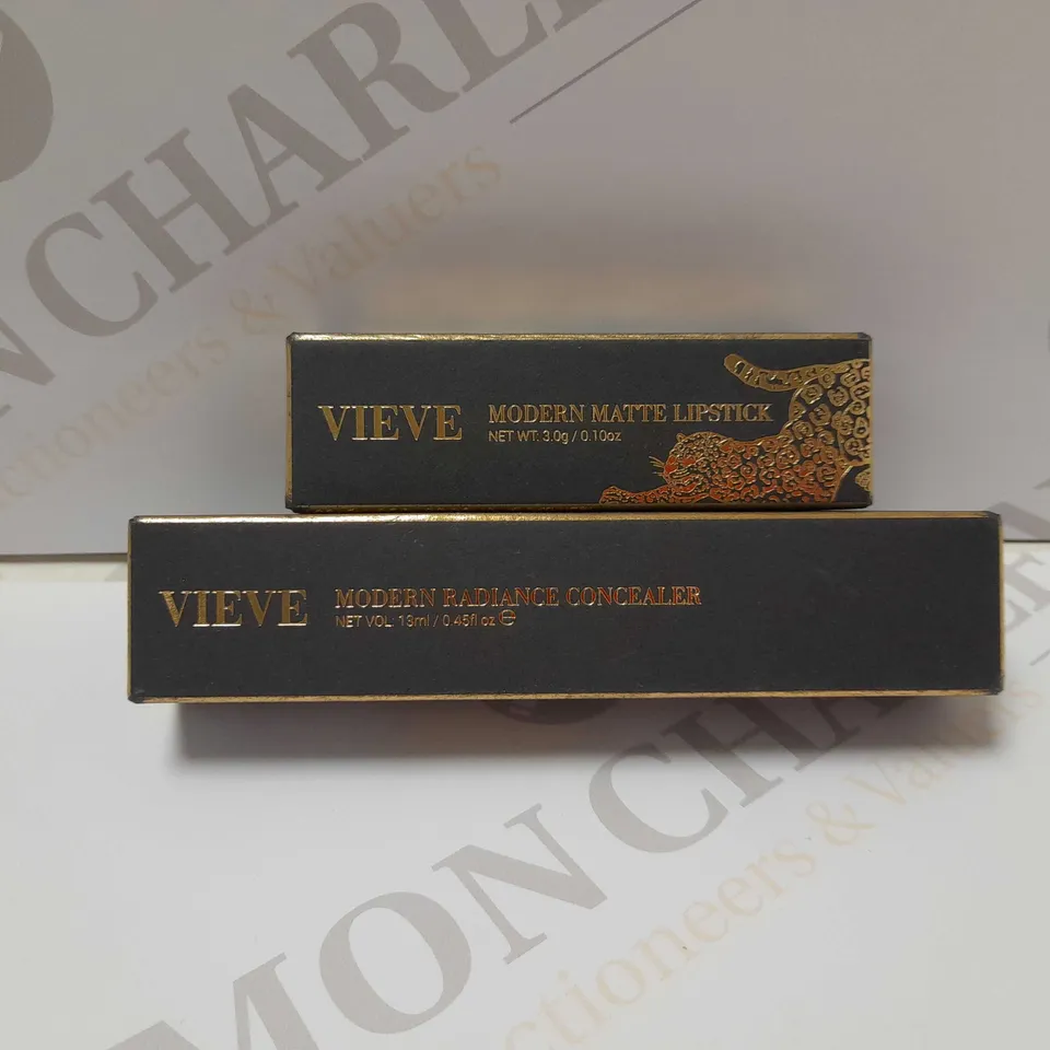 LOT OF 2 VIEVE MAKEUP PRODUCTS TO INCLUDE RADIANCE CONCEALOR - LIGHT 2 & MATTE LIPSTICK - BRAT 