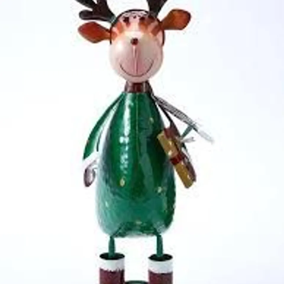 BOXED THREE KINGS POLKA REINDEER METAL INDOOR/OUTDOOR CHRISTMAS ORNAMENT RRP £16.99