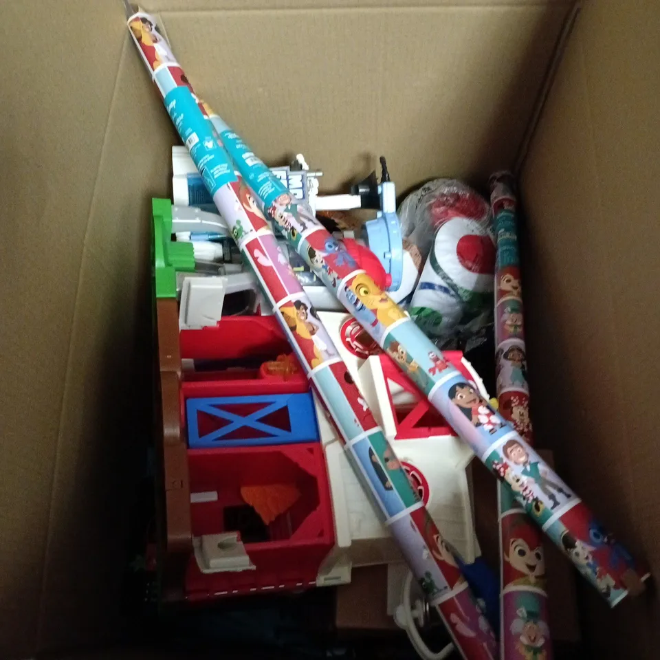 BOX OF APPROXIMATELY 15 ASSORTED TOYS INCLUDING HEAD FOAM BALLS , NICO ROBOT DOG AND INDUCTION ELECTRIC CRAB 