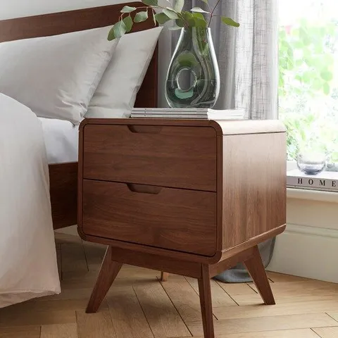 OSLO 2 DRAWER BEDSIDE TABLE WALNUT IX657 547 X 475 X 175MM BOXED