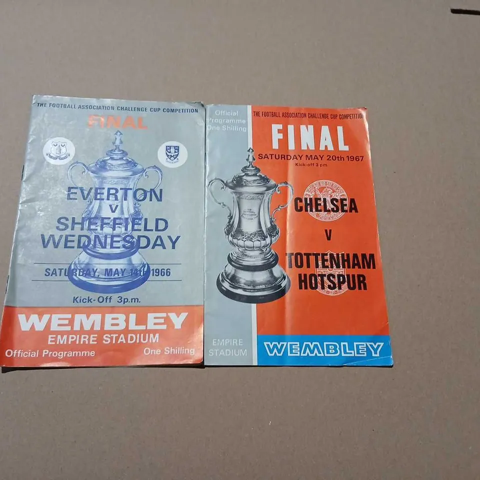 FA CUP FINAL OFFICIAL PROGRAMMES SET (WEMBLEY): 1966 EVERTON V SHEFFIELD WEDNESDAY; 1967 CHELSEA V TOTTENHAM HOTSPUR