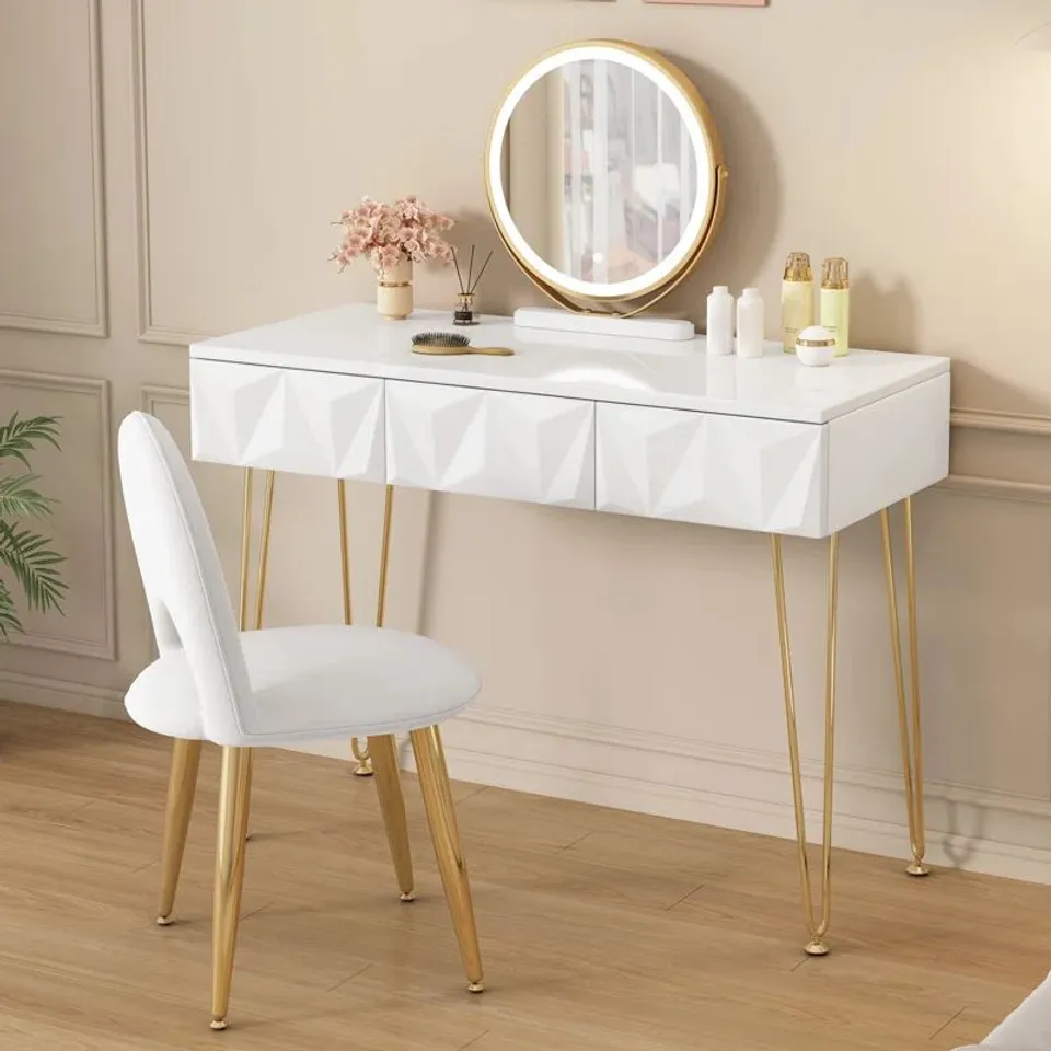 BOXED STULTS DRESSING TABLE WITH MIRROR - WHITE (1 BOX)