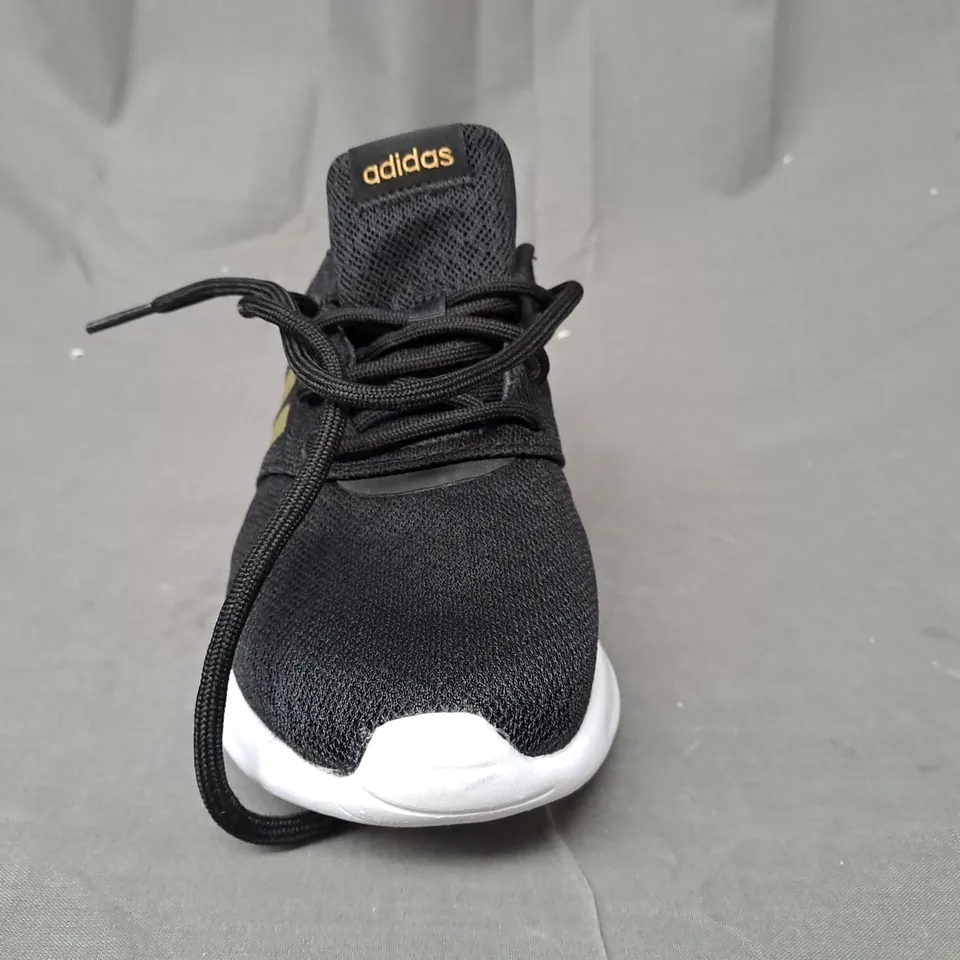 PAIR OF ADIDAS TRAINERS IN BLACK/GOLD UK SIZE 6