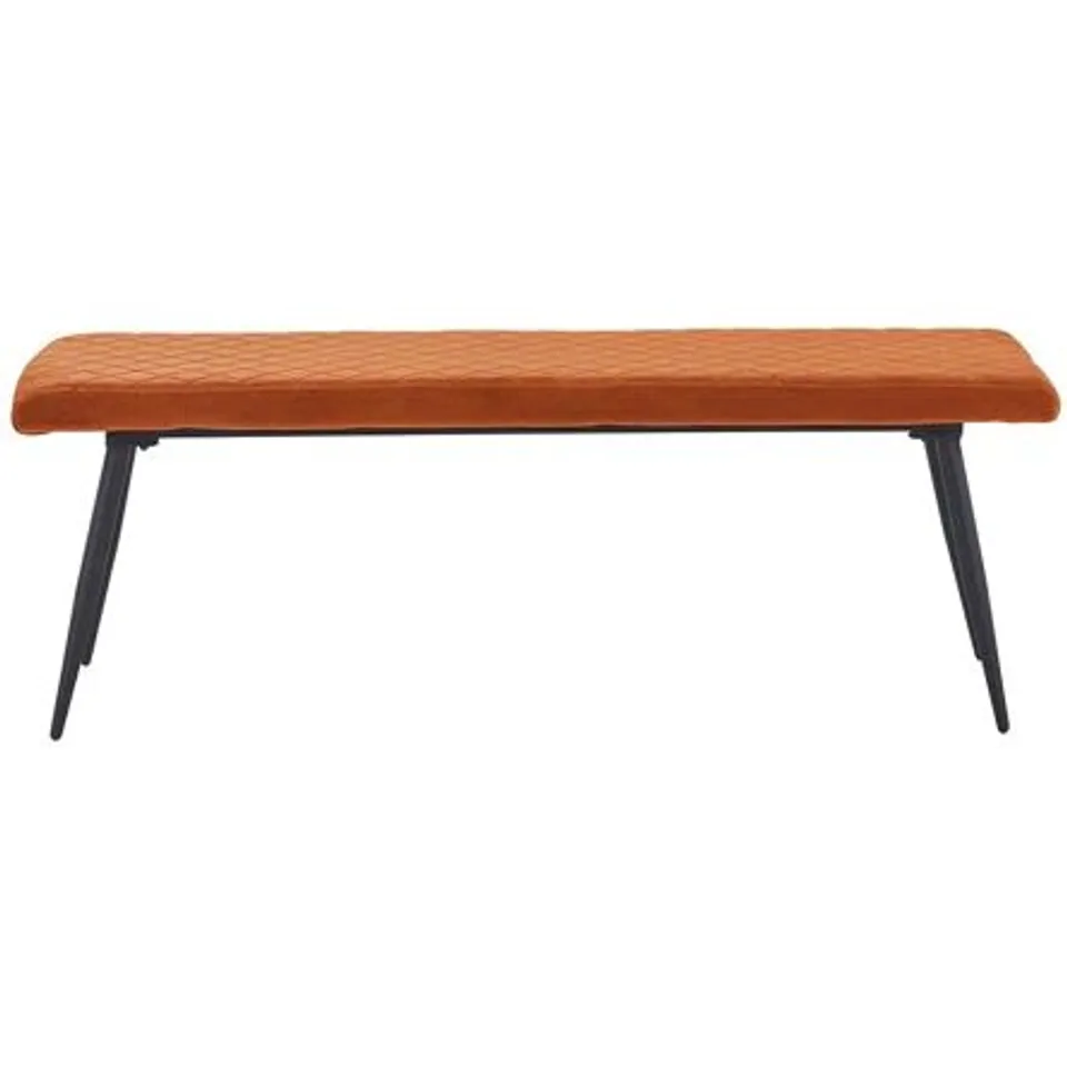 BOXED VELVET MUSTARD DINING BENCH 