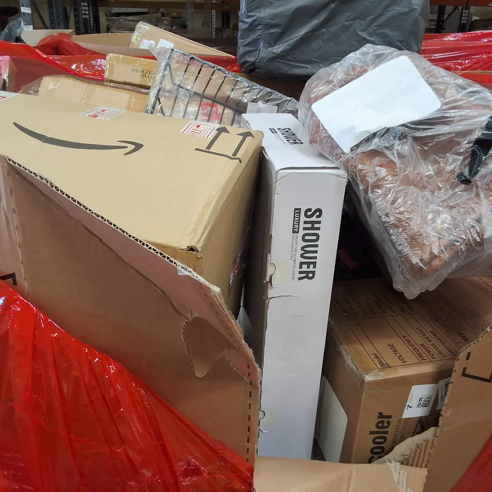 PALLET OF ASSORTED HOUSEHOLD GOODS AND ITEMS TO INCLUDE;SHOWER SET,AIR COOLER,BASKET