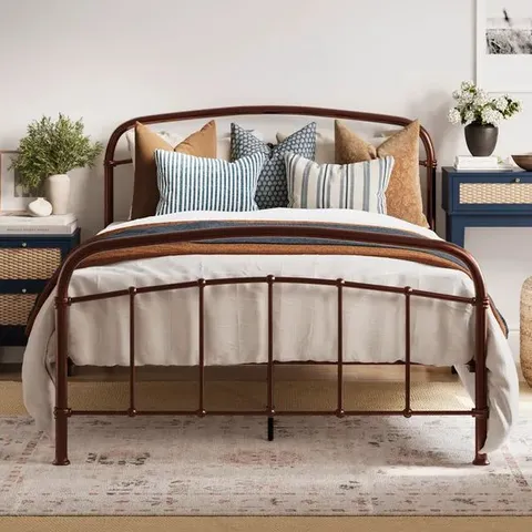 BOXED HALSTON DOUBLE BED FRAME - METALLIC COPPER (2 BOXES)