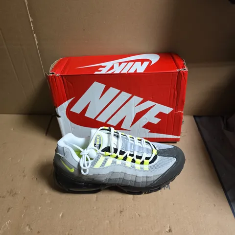 NIKE AIR SNEAKERS - WHITE/GREY WITH NEON YELLOW ACCENTS - UK SIZE 12 